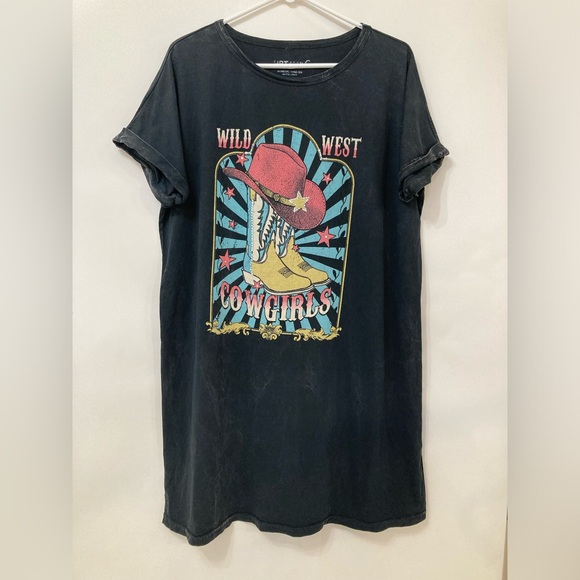 HRT & LUV Western T-shirt Dress Womens Sz S Cowgirl Nashville Bar Concert west - Picture 1 of 6